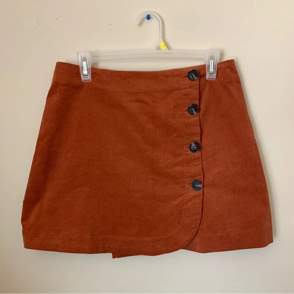 Grade & Gather Corduroy Brown Button Skirt size M